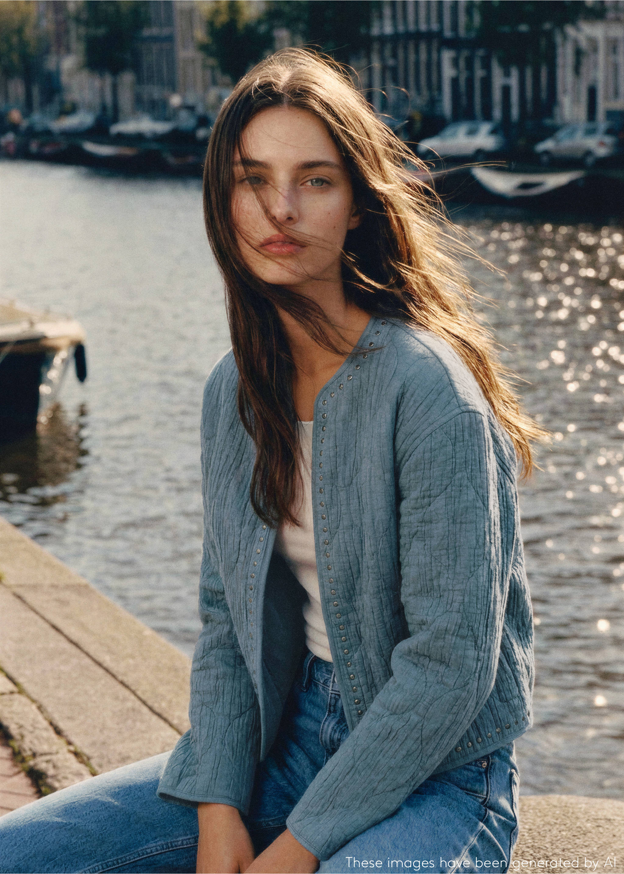 Studded padded jacket - Details of the article 5, Petrol Blue. Ref: 27045156-00.