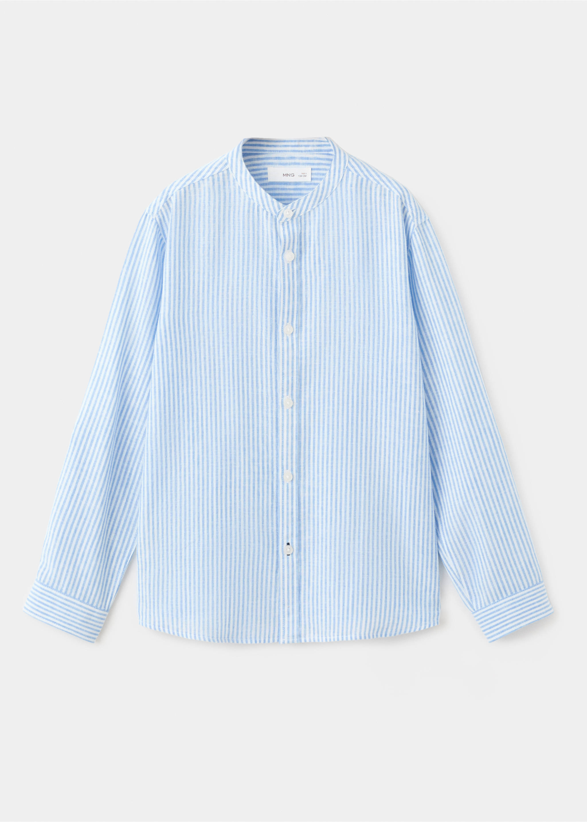 Striped linen-blend shirt - Article without model, Blue. Ref: 27045808-00.