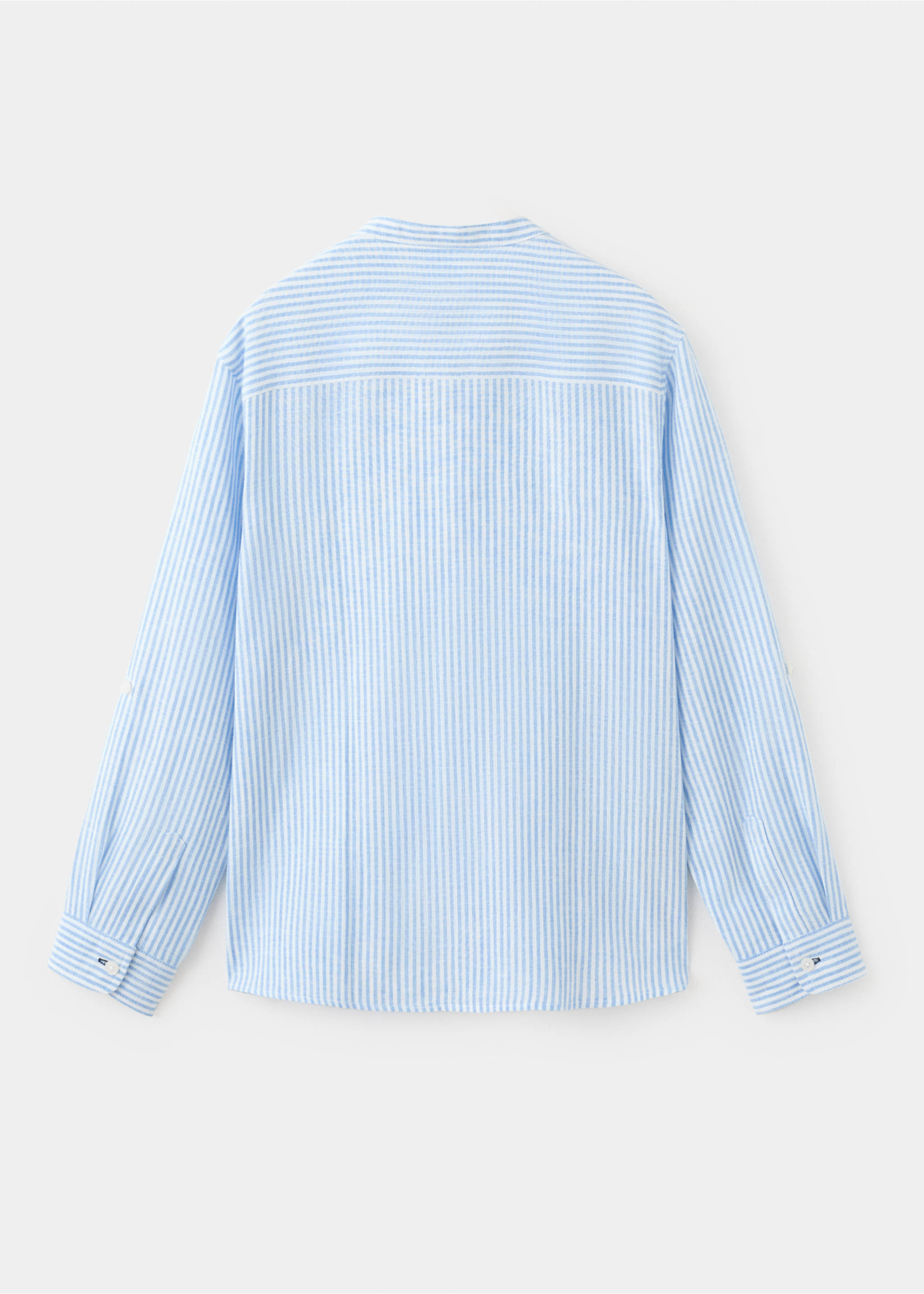 Striped linen-blend shirt - Reverse of the article, Blue. Ref: 27045808-00.