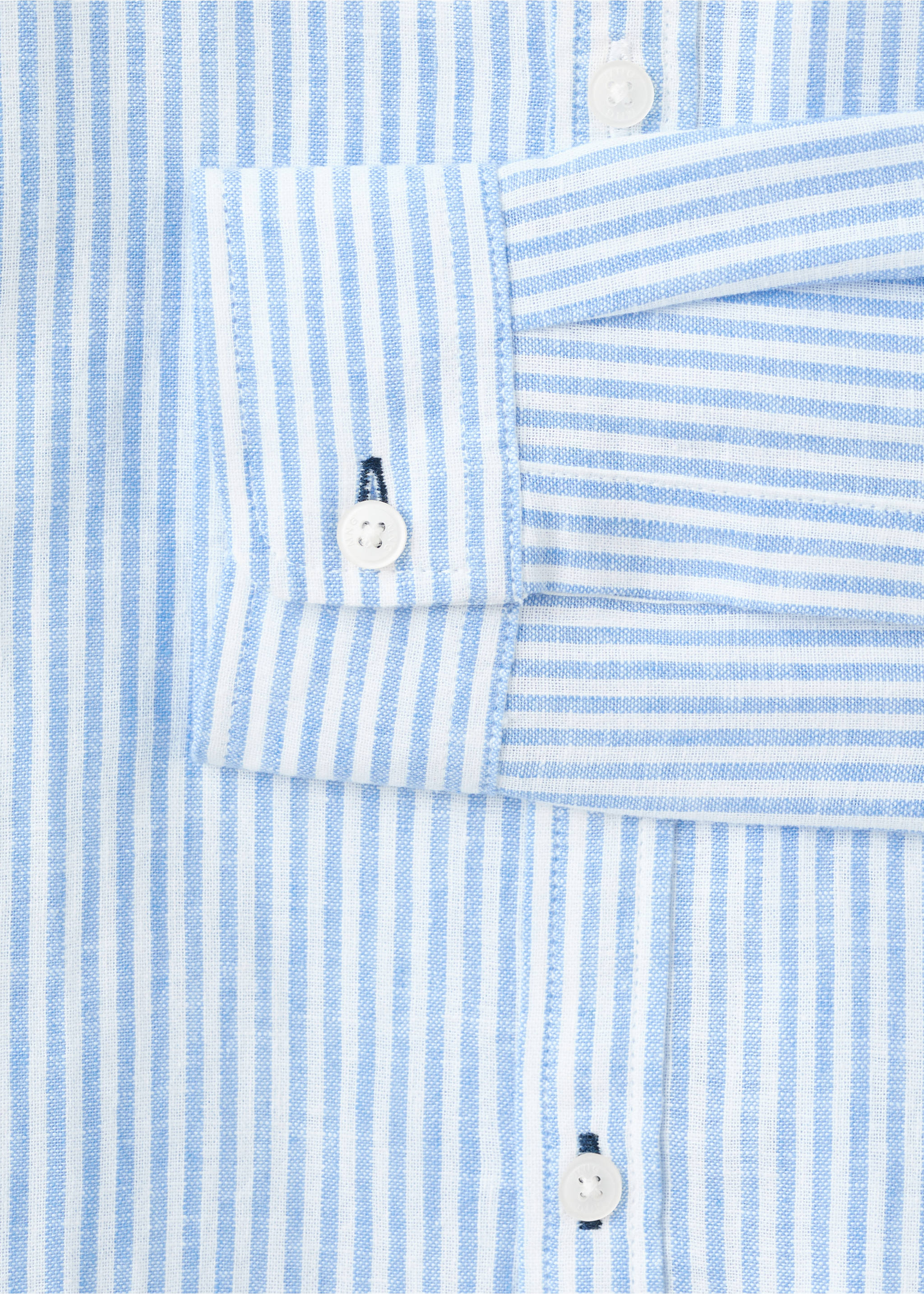 Striped linen-blend shirt - Details of the article 8, Blue. Ref: 27045808-00.
