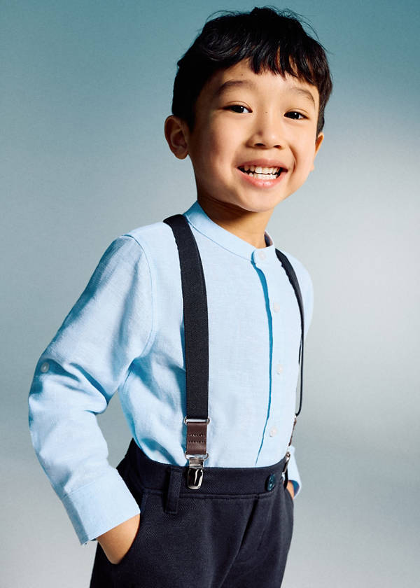 Linen-blend shirt — Sky Blue