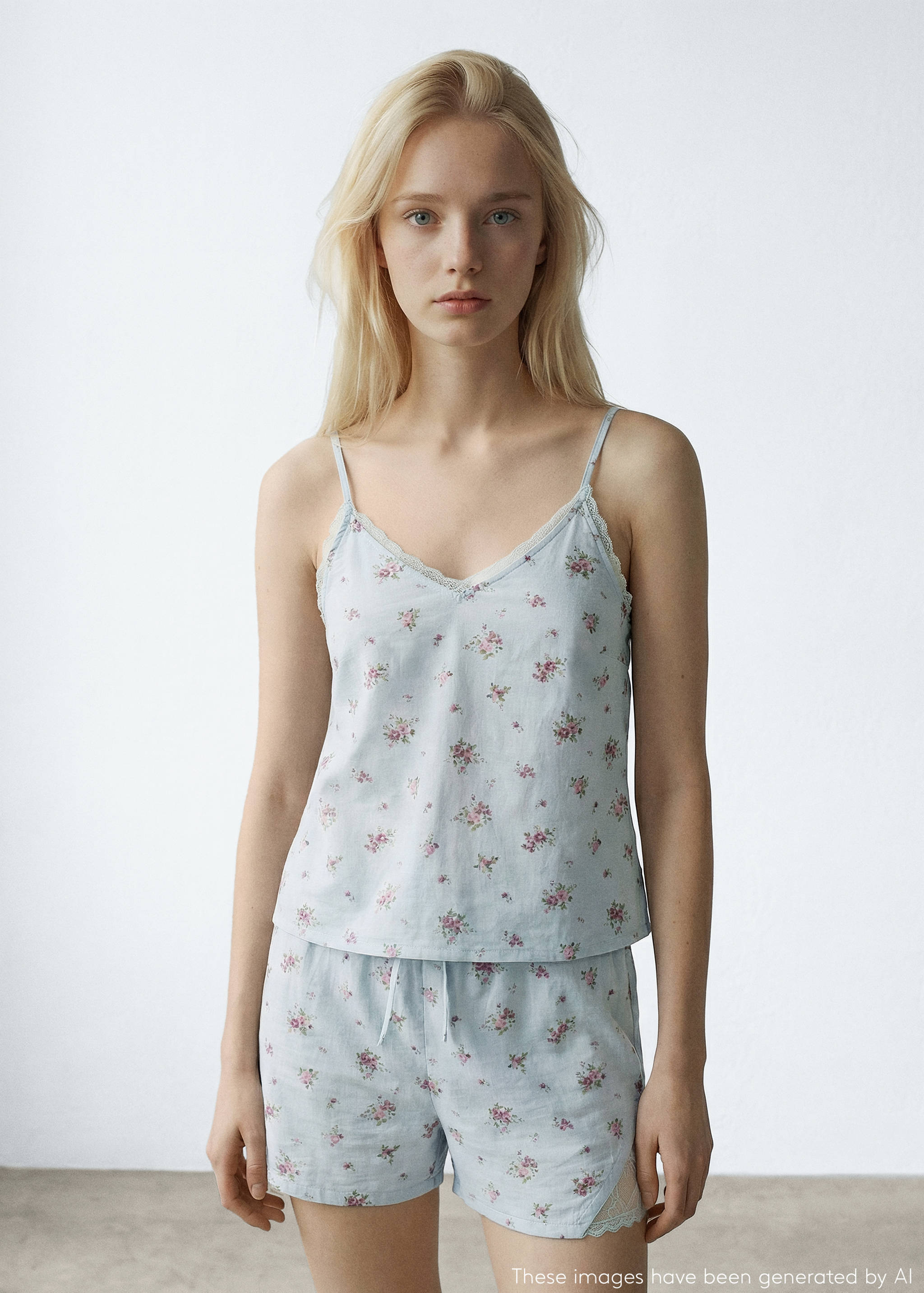 Pijama flors cotó - Pla mig