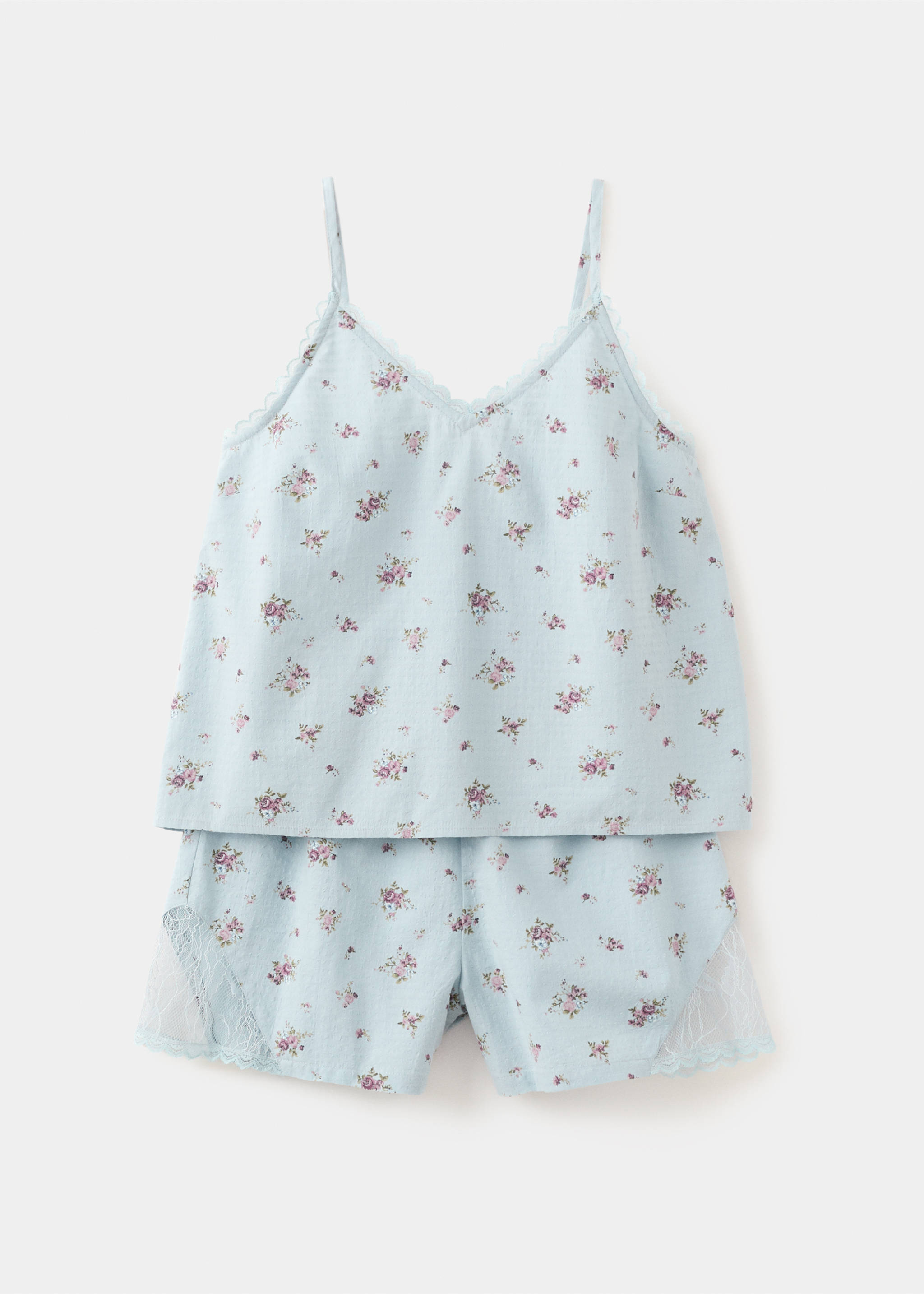 Pijama flores algodón - Artículo sin modelo, Azul celeste. Ref: 27045810-00.