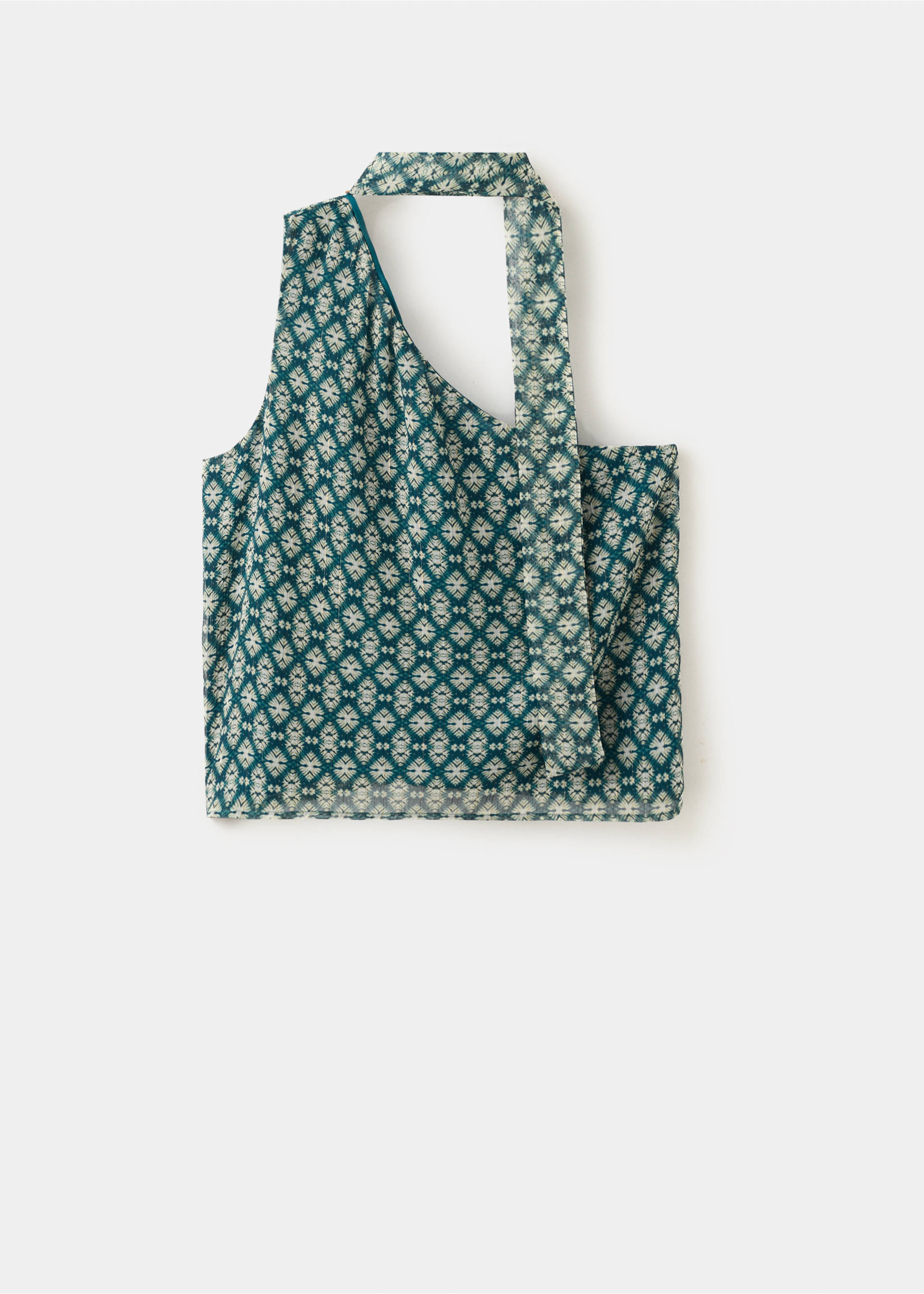 Асимметричная блузка с бантом на воротнике - Изделие без модели, Синий нефть. Ref: 27045812-00.