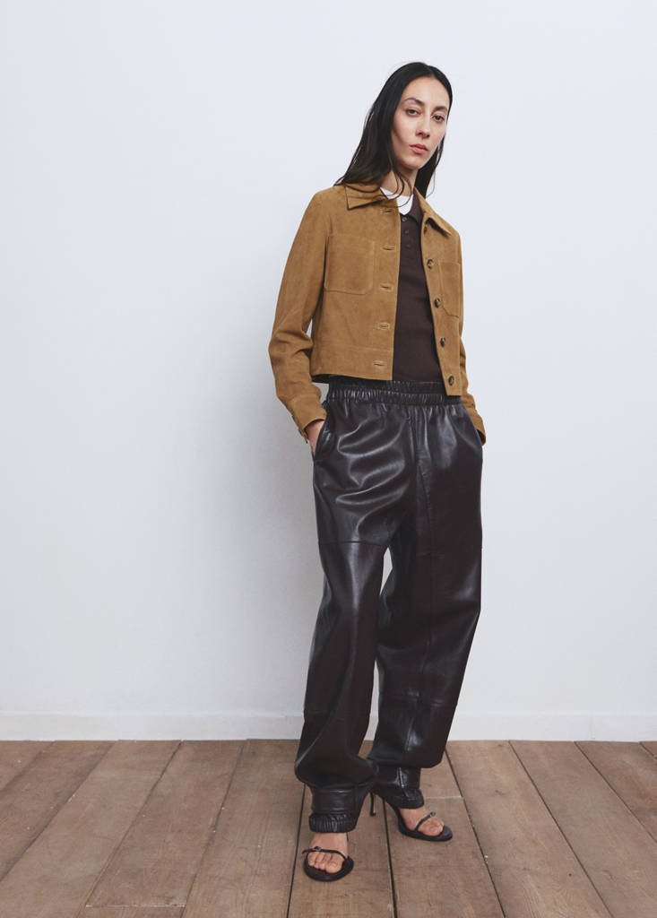 Suede jacket with buttons — Ochre