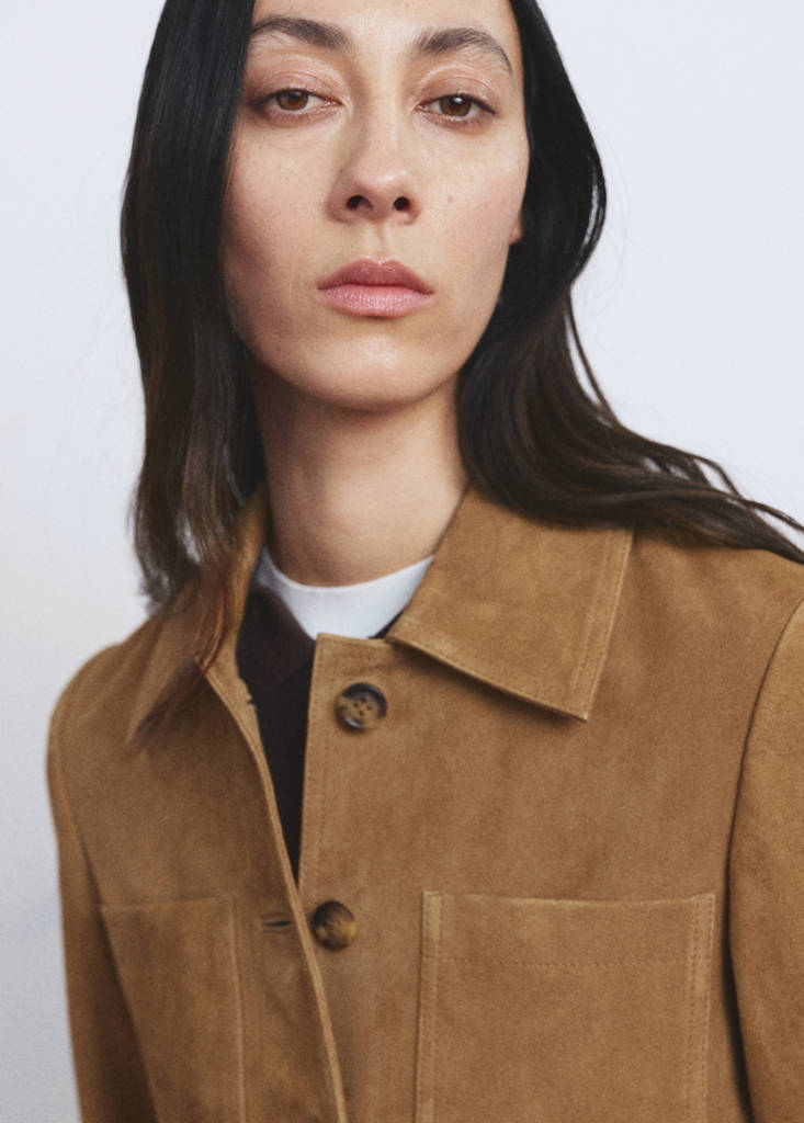 Suede jacket with buttons — Ochre