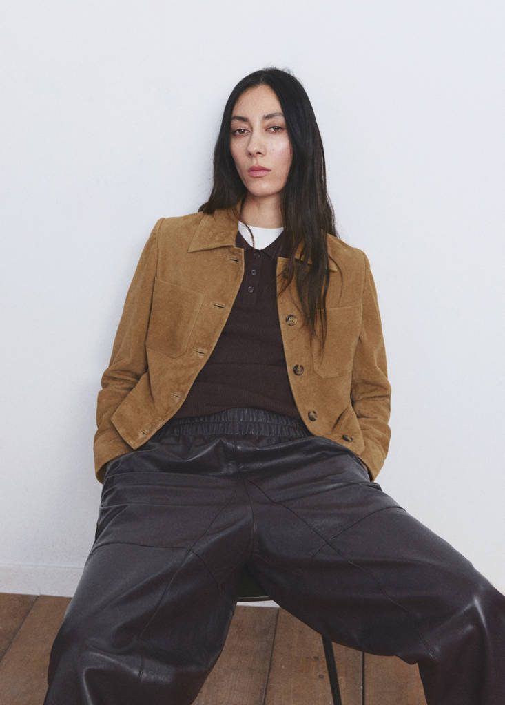 Suede jacket with buttons — Ochre