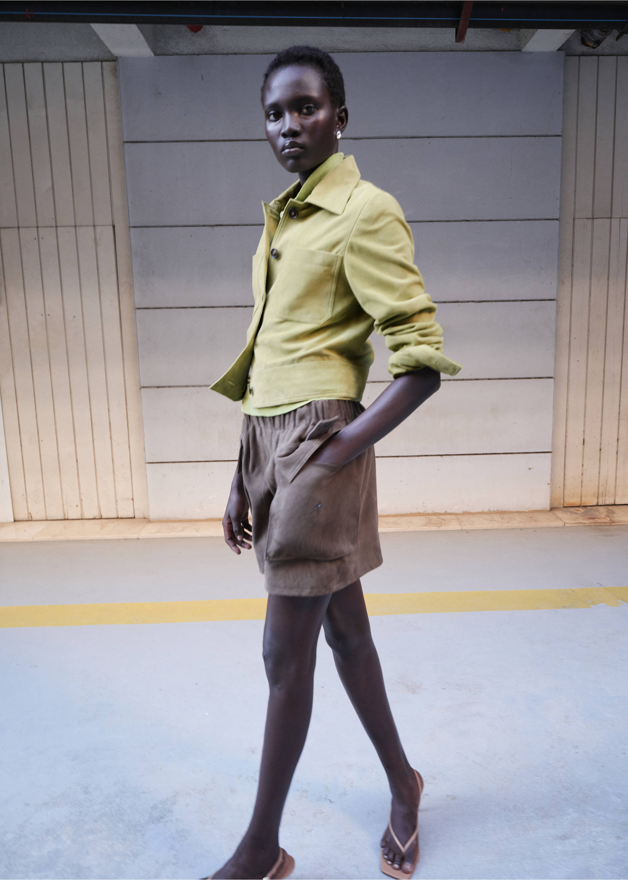 Veste daim boutons - Plan général, Vert pastel. Ref: 27045813-00.