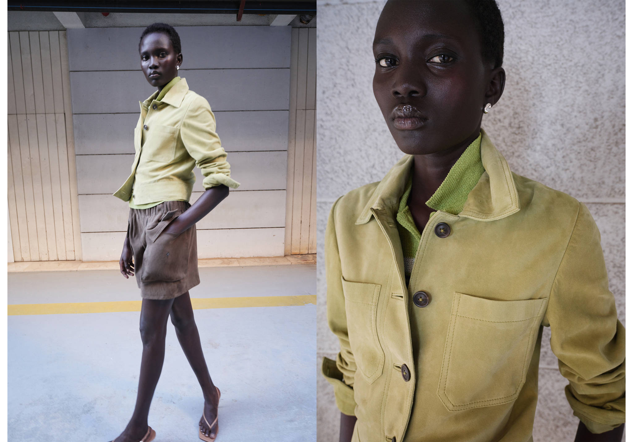 Замшевая куртка на пуговицах - Панорамный план