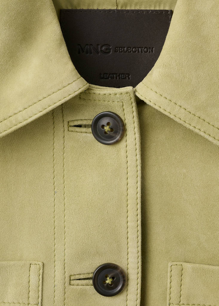 Suede jacket with buttons — Pastel Green
