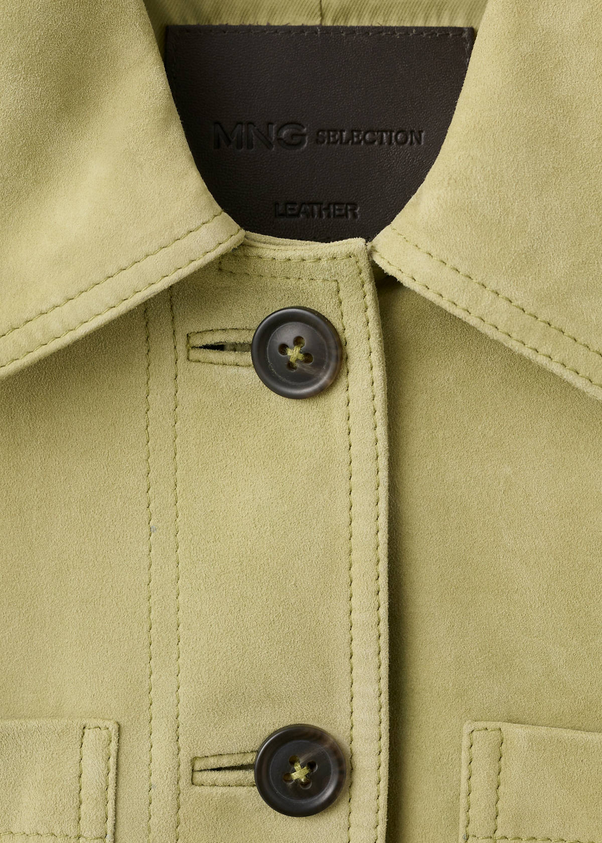 Suede jacket with buttons — Pastel Green