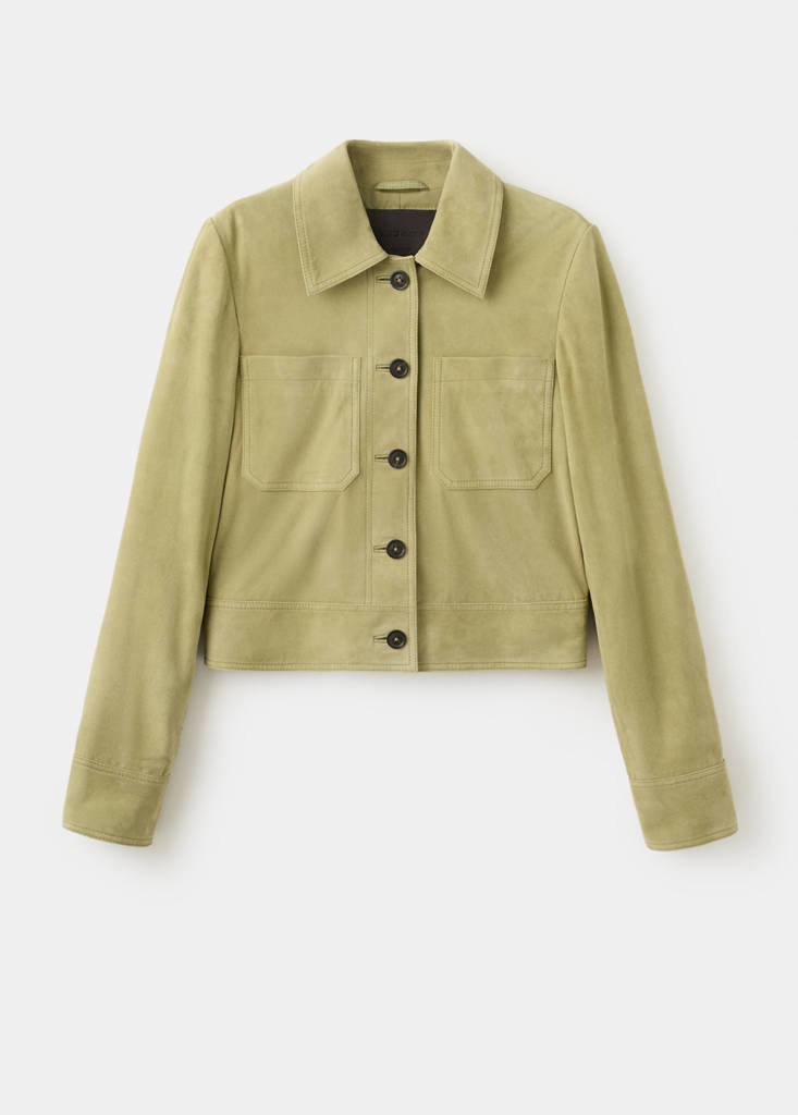Suede jacket with buttons — Pastel Green