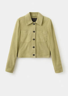 Suede jacket with buttons — Pastel Green 5