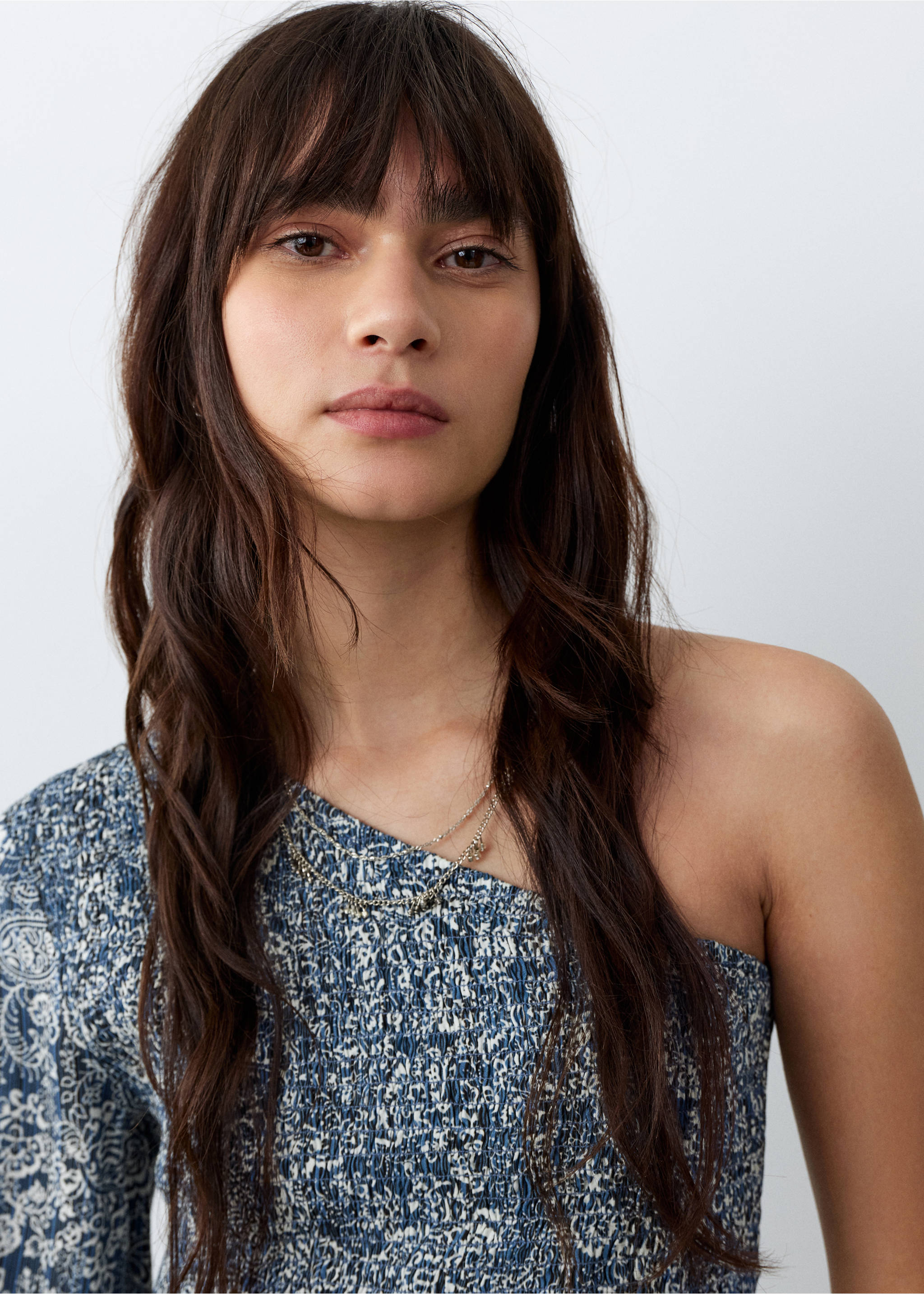 Top asymétrique imprimé - Détail de l'article 1, Bleu marine foncé. Ref: 27045817-00.