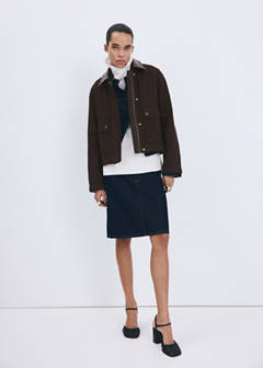 Denim parka with contrasting collar — Chocolate 2