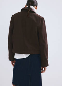 Denim parka with contrasting collar — Chocolate 3