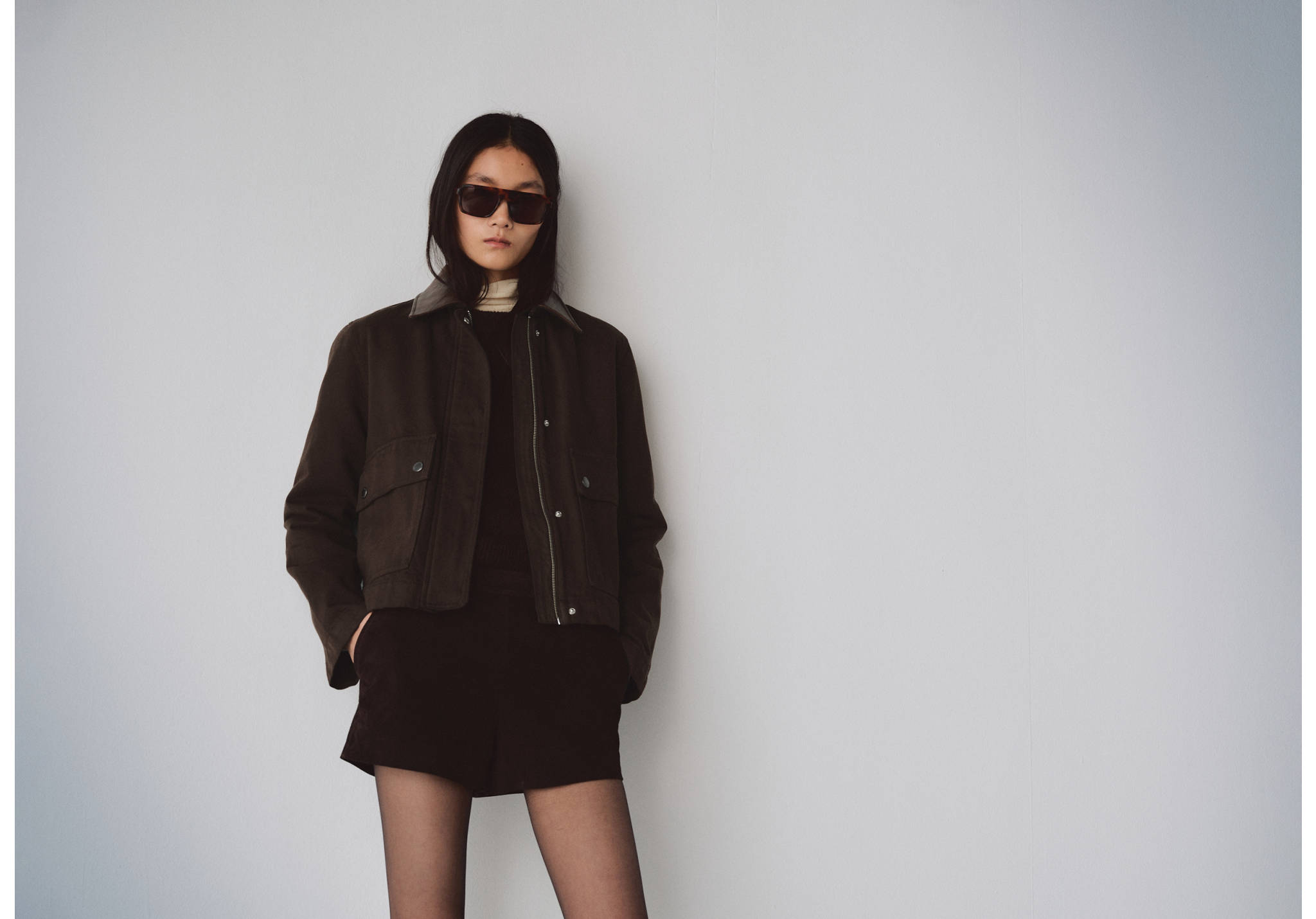 Parka en jean col contrasté - Plan panoramique