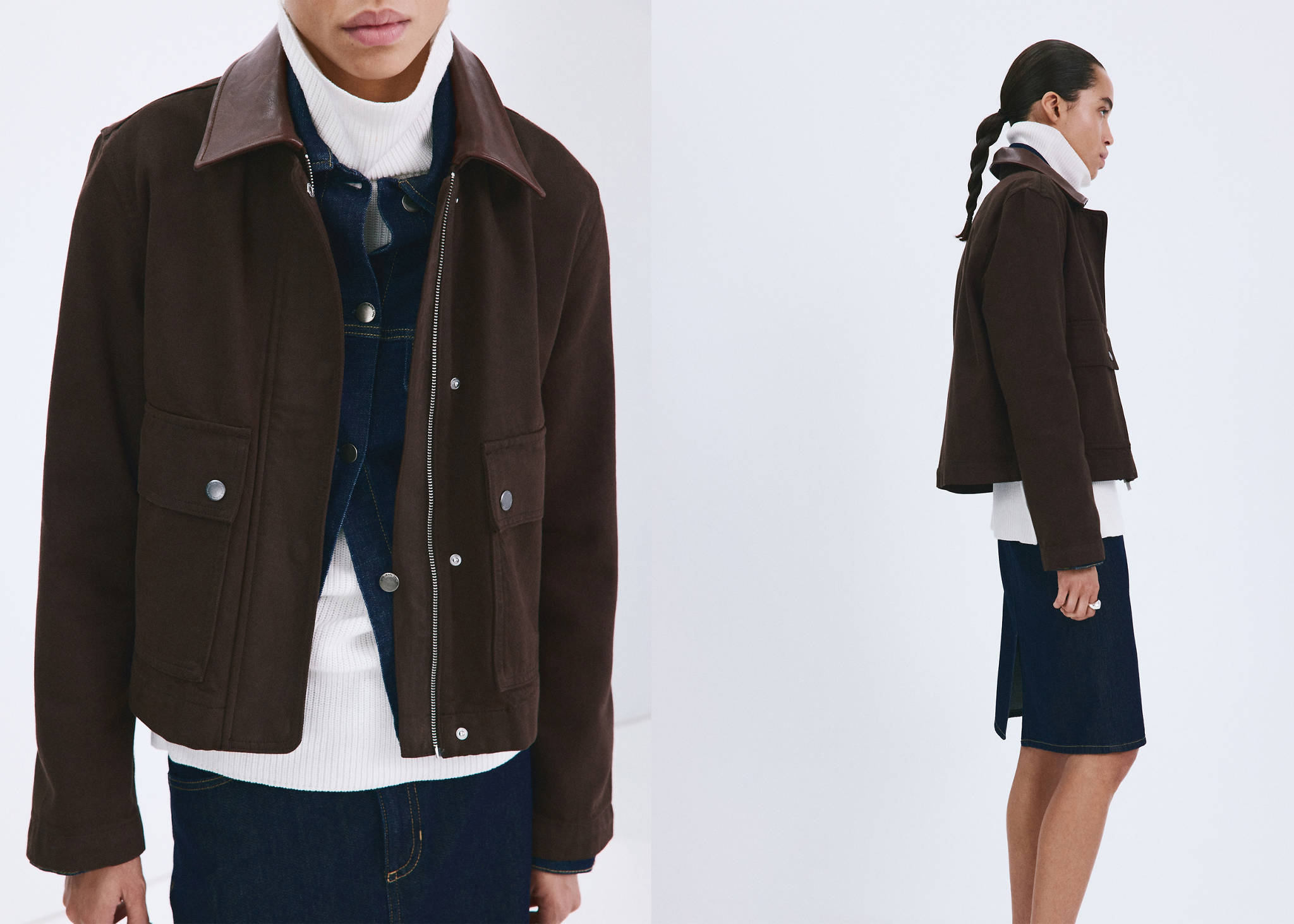 Denim parka with contrasting collar - Panoramic plane