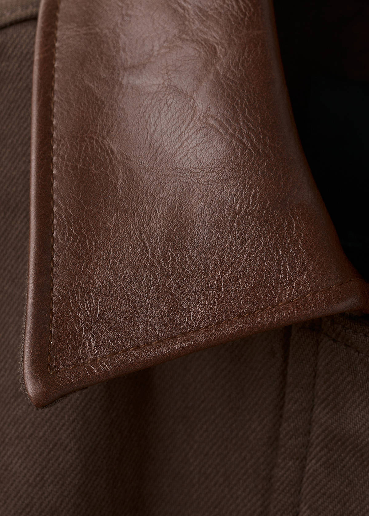Denim parka with contrasting collar — Chocolate