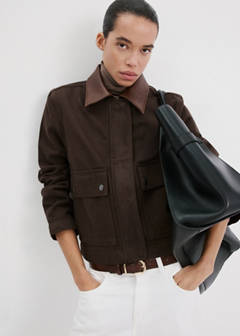 Denim parka with contrasting collar — Chocolate 8