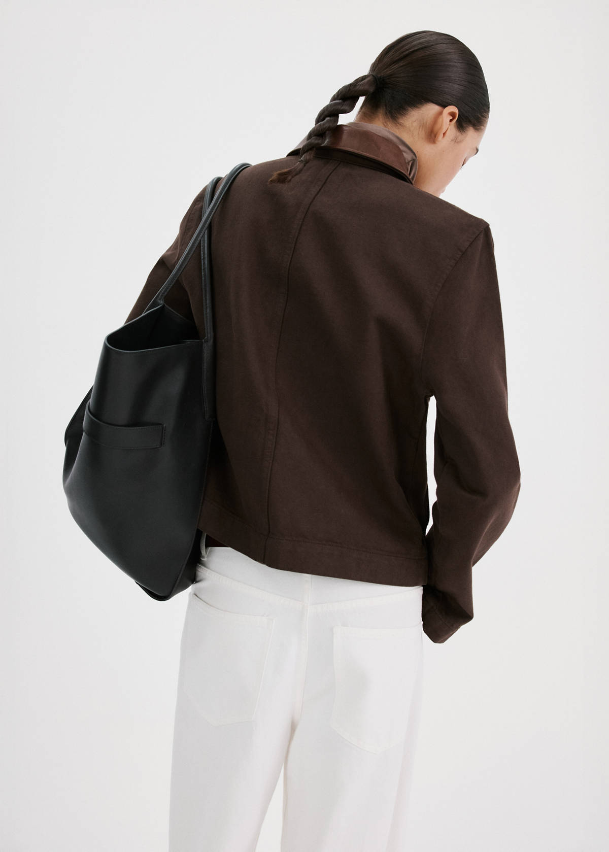 Denim parka with contrasting collar — Chocolate