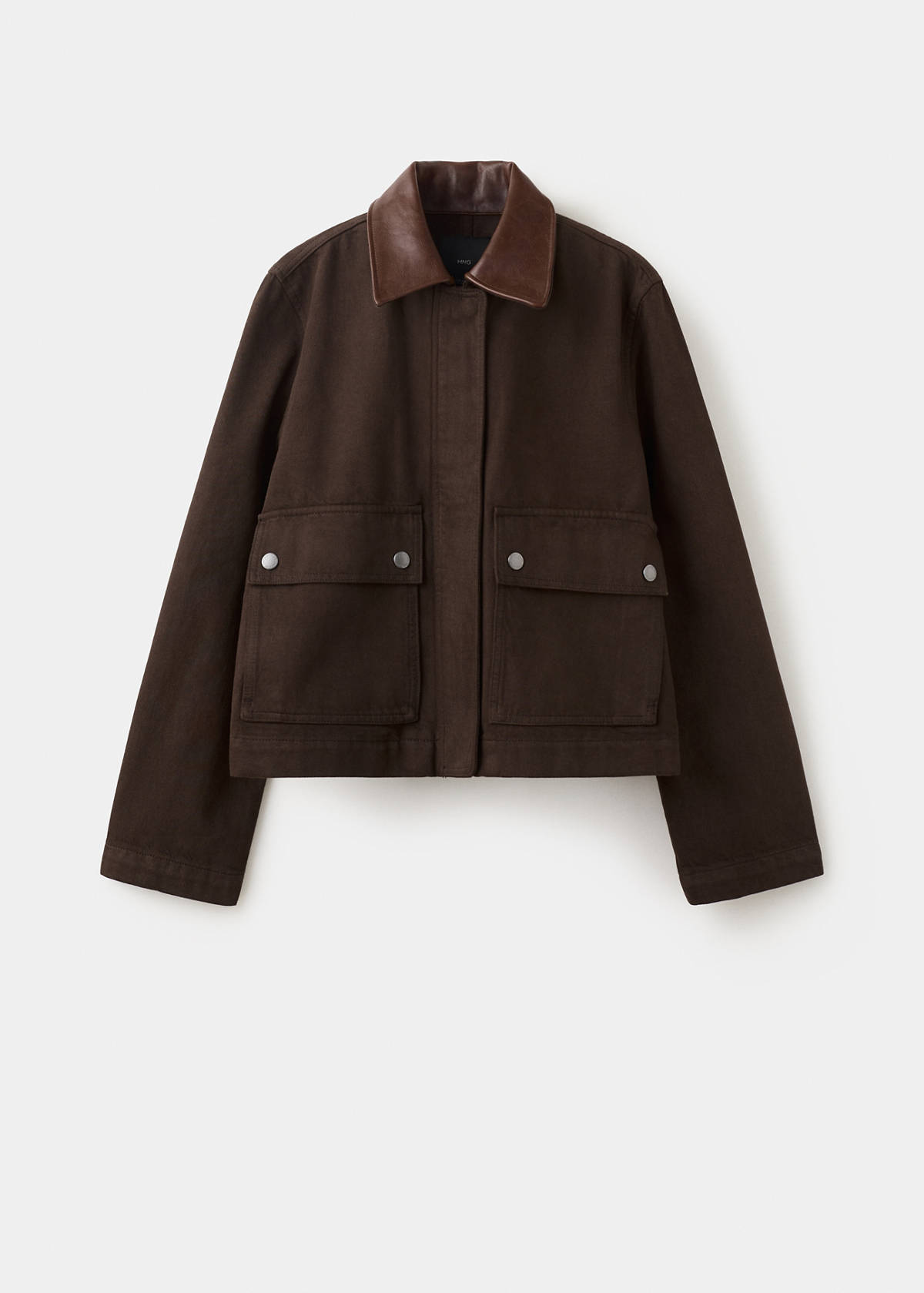 Denim parka with contrasting collar — Chocolate