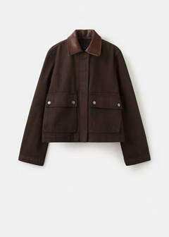Denim parka with contrasting collar — Chocolate 13