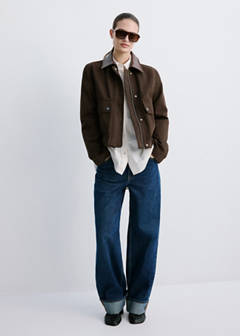 Denim parka with contrasting collar — Chocolate 16