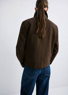 Denim parka with contrasting collar — Chocolate 17