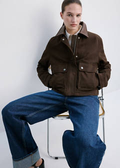 Denim parka with contrasting collar — Chocolate 18