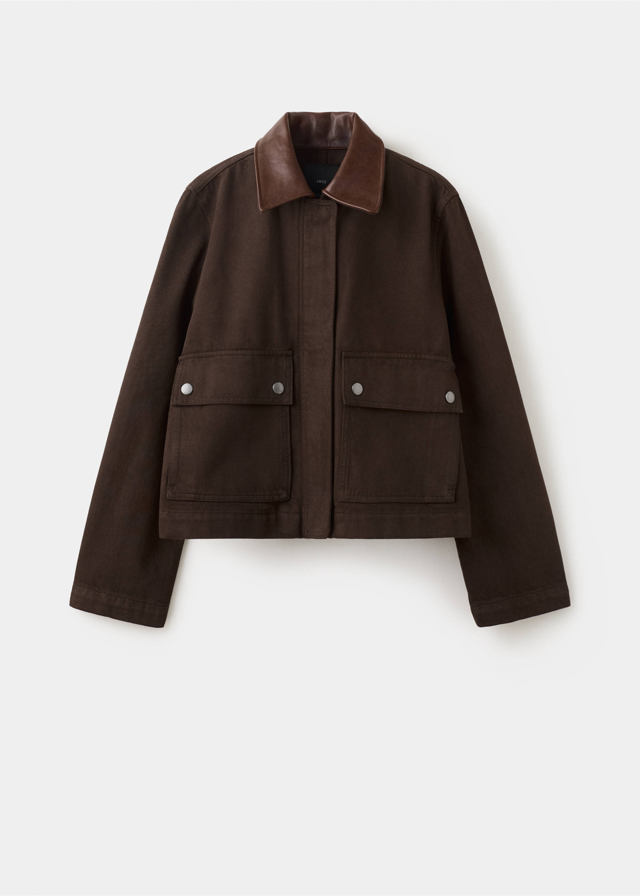 Denim parka with contrasting collar - Article without model, Chocolate. Ref: 27045819-00.