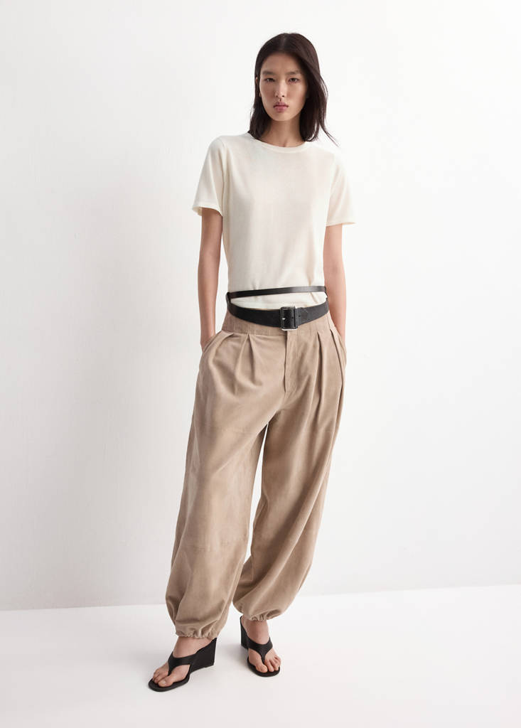 Short-sleeved knitted sweater — Ecru