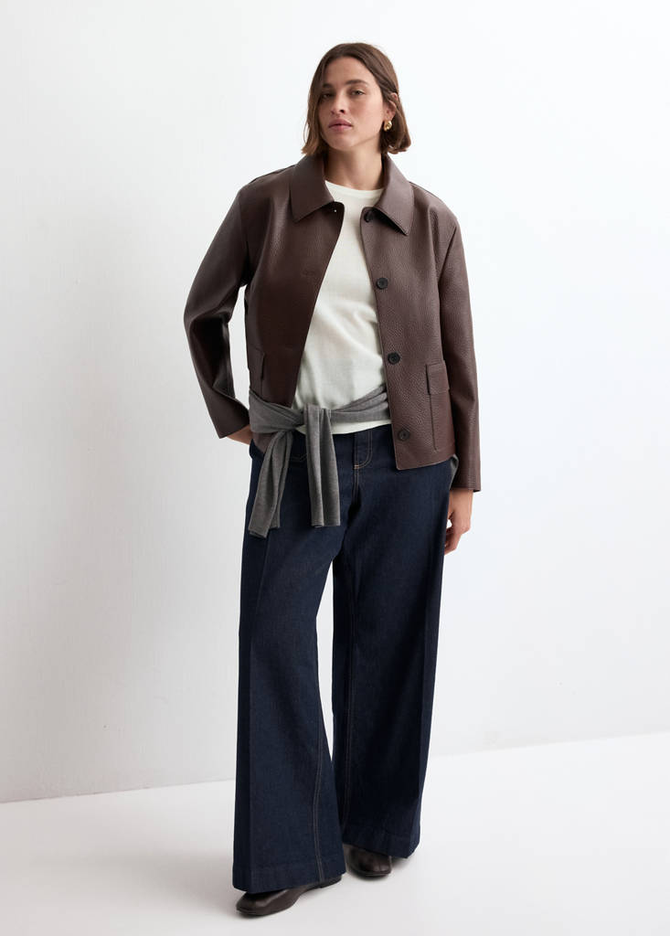 Short-sleeved knitted sweater — Ecru