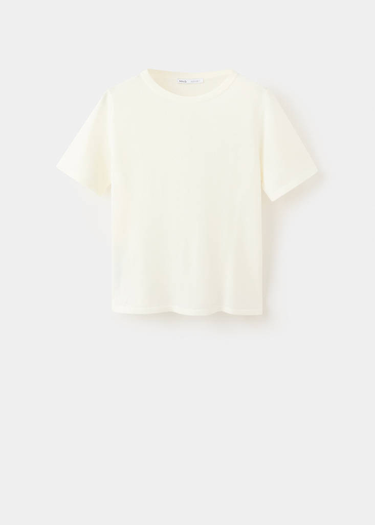 Short-sleeved knitted sweater — Ecru