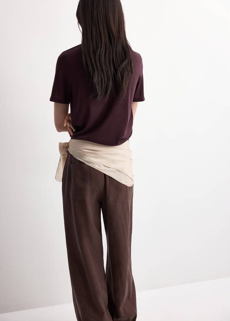Short-sleeved knitted sweater — Wine