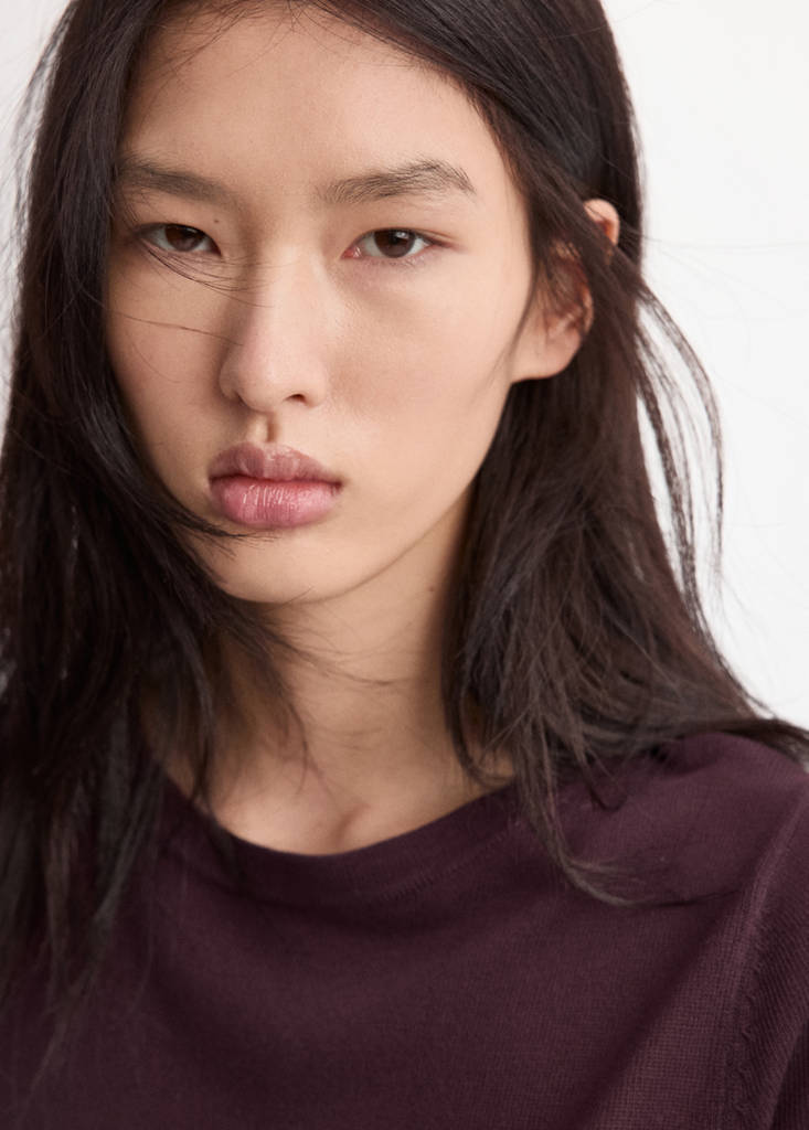 Short-sleeved knitted sweater — Wine