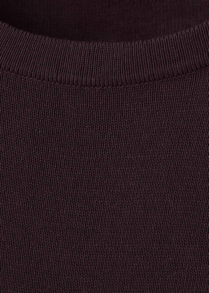 Short-sleeved knitted sweater — Wine