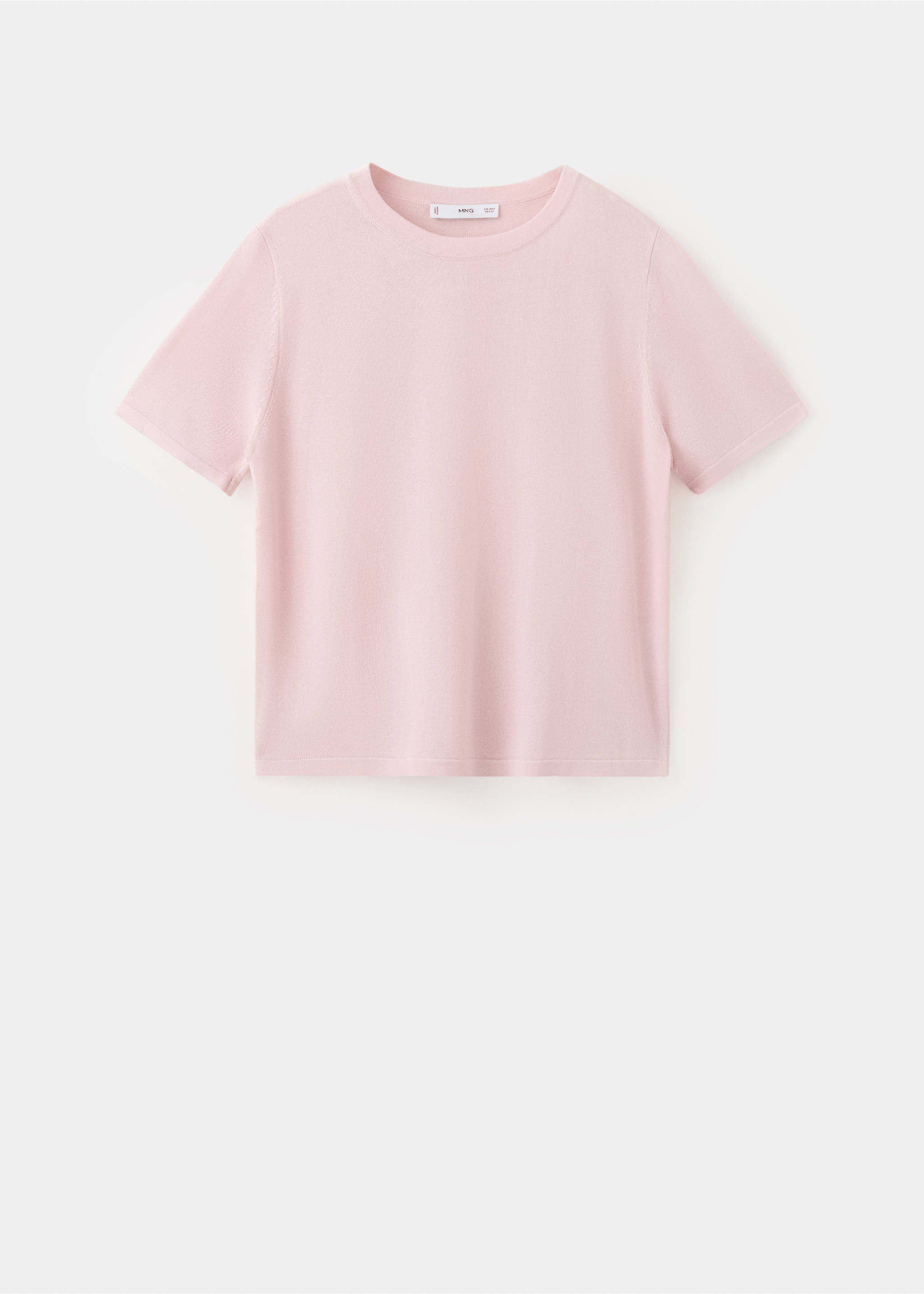 Short-sleeved knitted sweater - Article without model, Pastel Pink. Ref: 27045820-00.