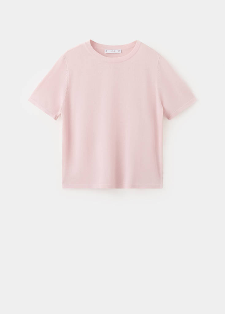 Short-sleeved knitted sweater — Pastel Pink