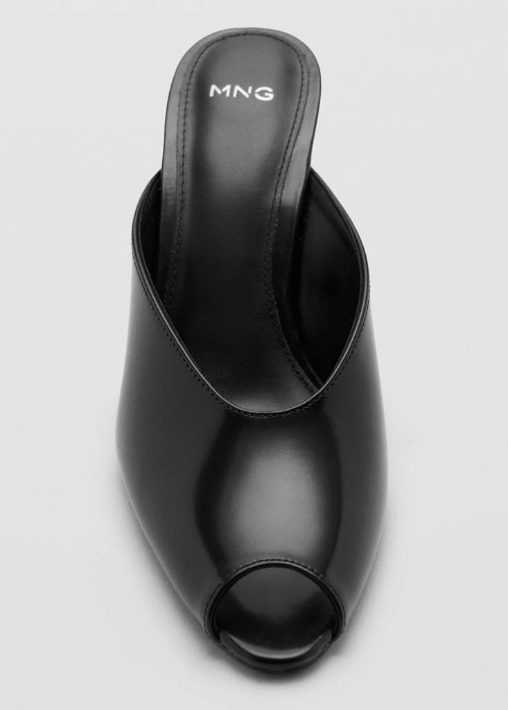 Leather wedge shoe, combined — Black