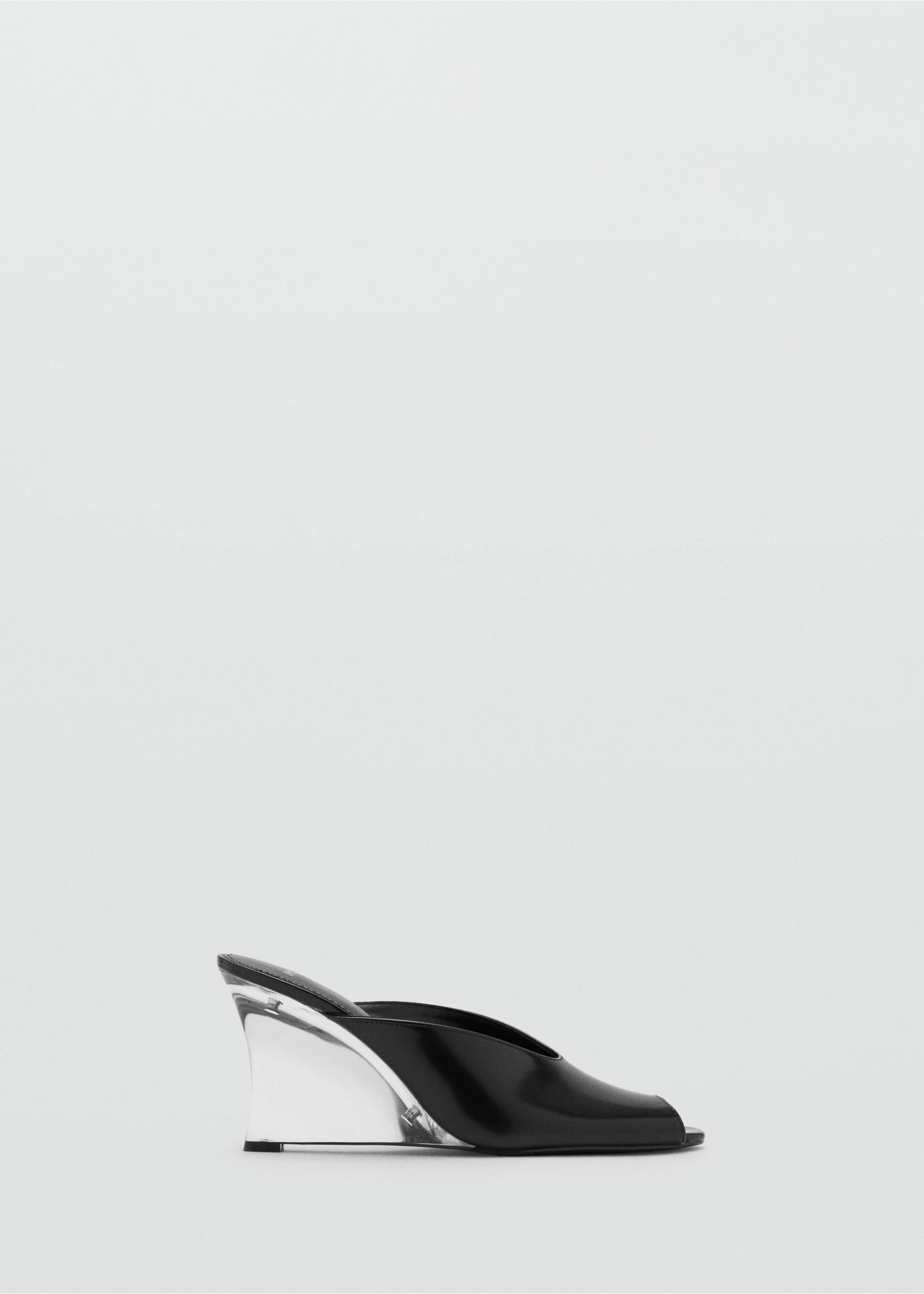 Chaussures cuir semelle compensée combinée - Article sans modèle, Noir. Ref: 27045821-00.