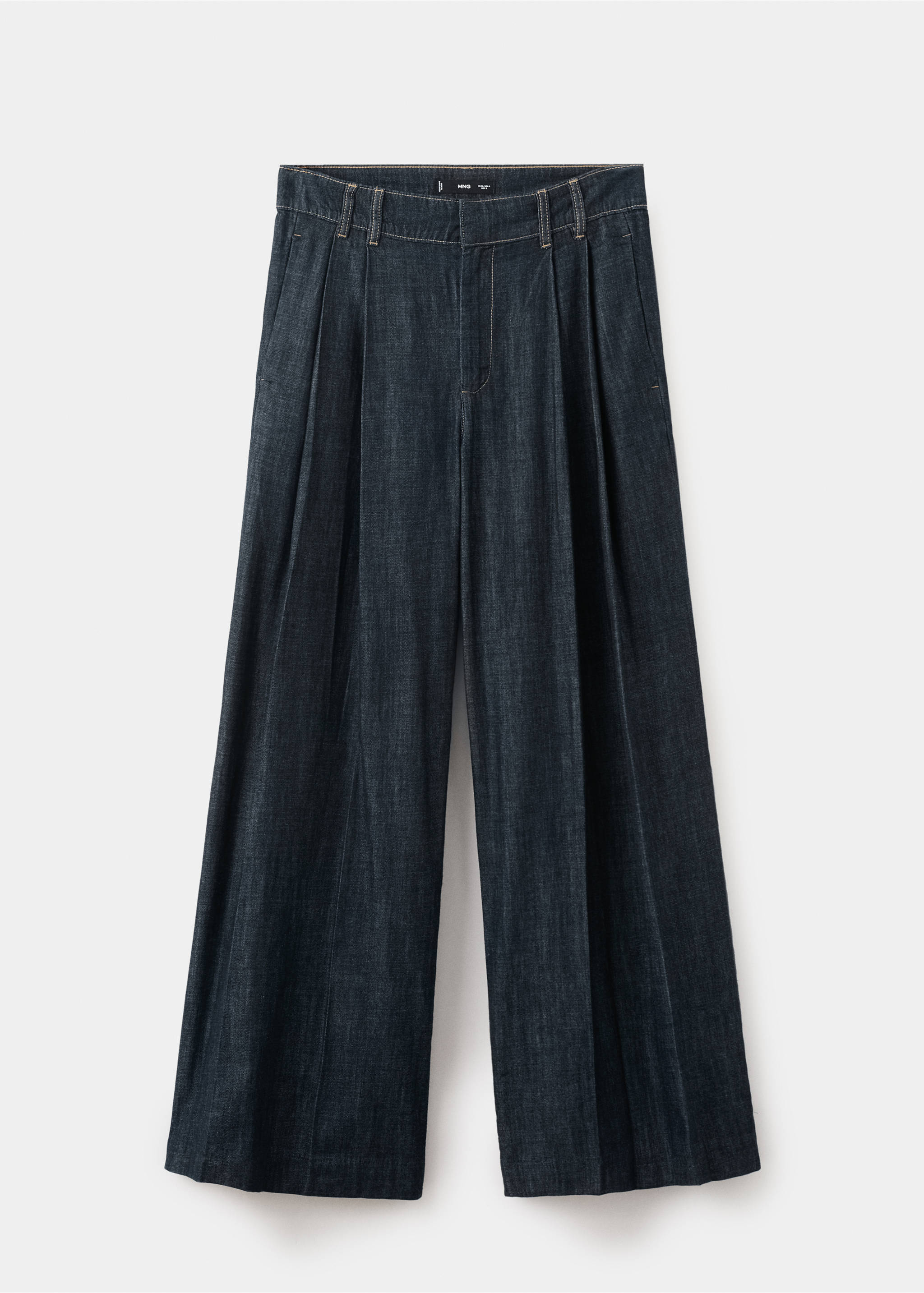 Pantalon denim large avec passants - Article sans modèle, Bleu. Ref: 27045823-00.