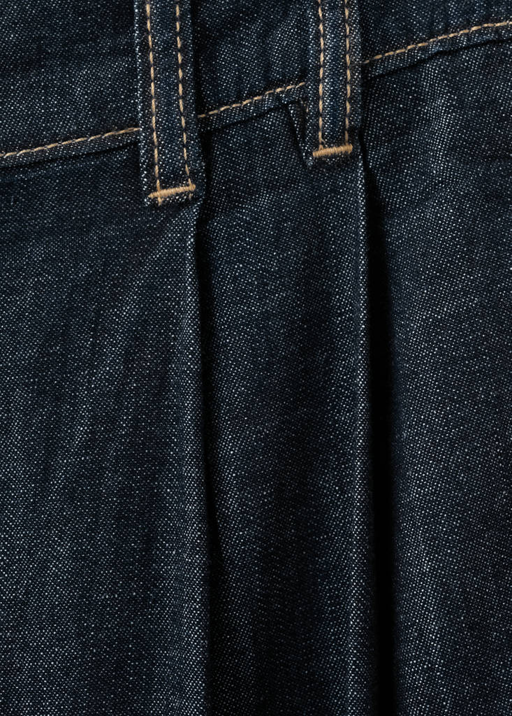 Wide leg denim trousers with belt loops — Open Blue