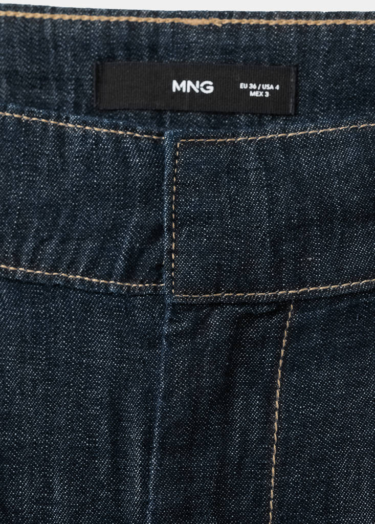 Wide leg denim trousers with belt loops — Open Blue