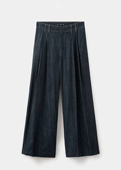 Wide leg denim trousers with belt loops — Open Blue 7