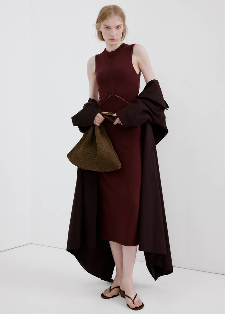 Knit midi dress — Wine