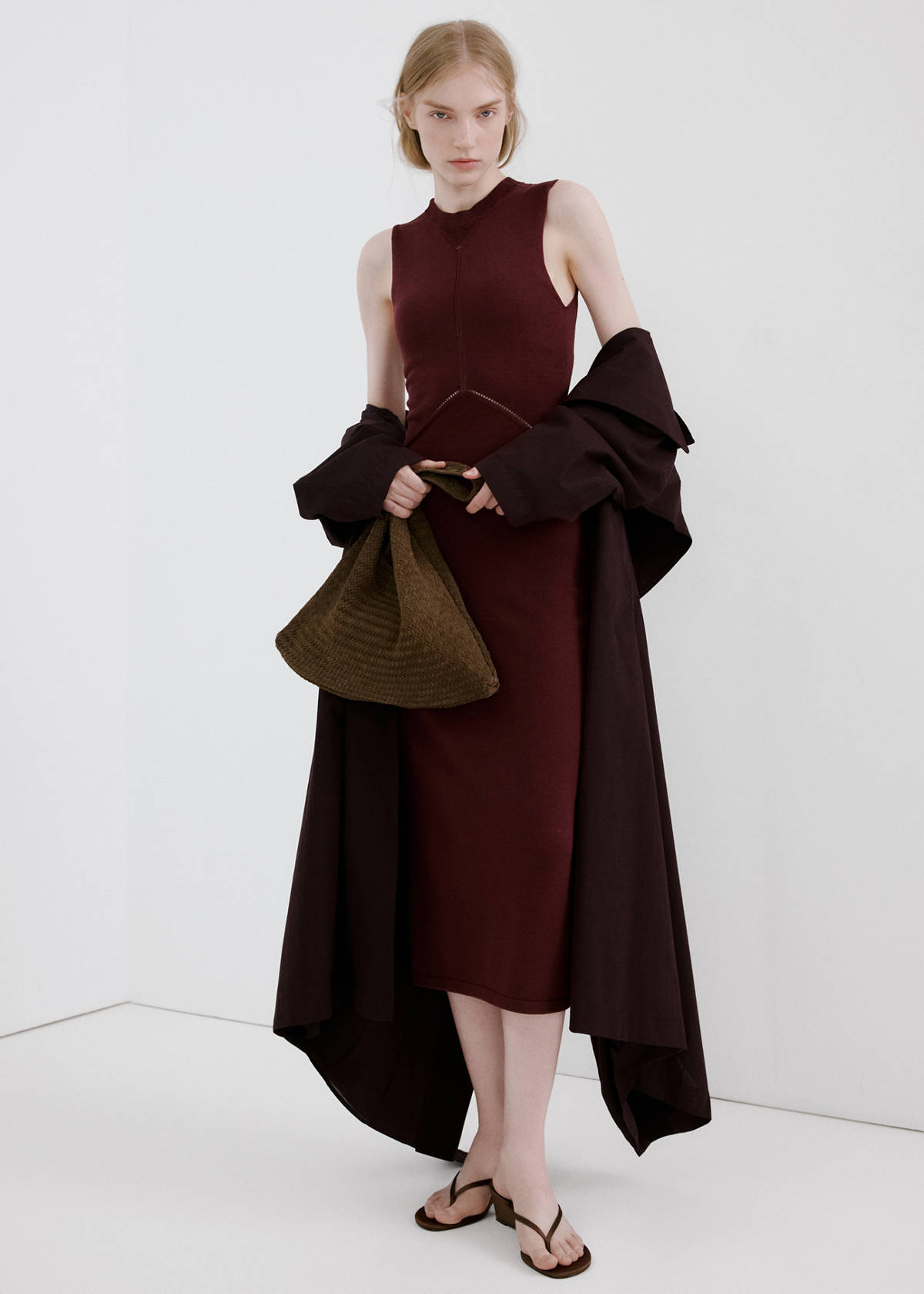 Knit midi dress — Wine