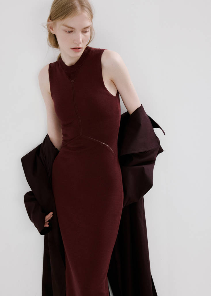 Knit midi dress — Wine