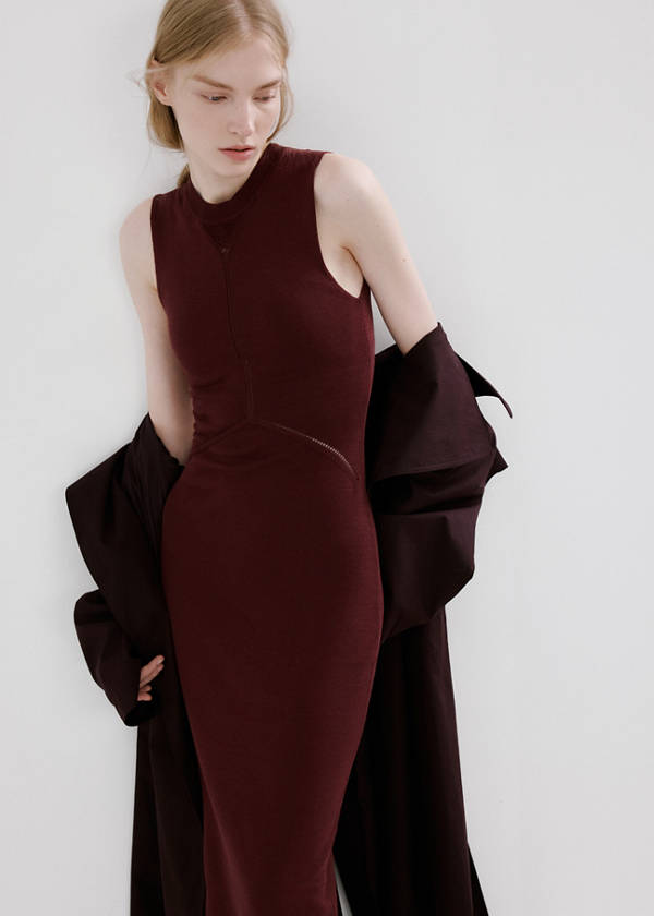 Knit midi dress — Wine