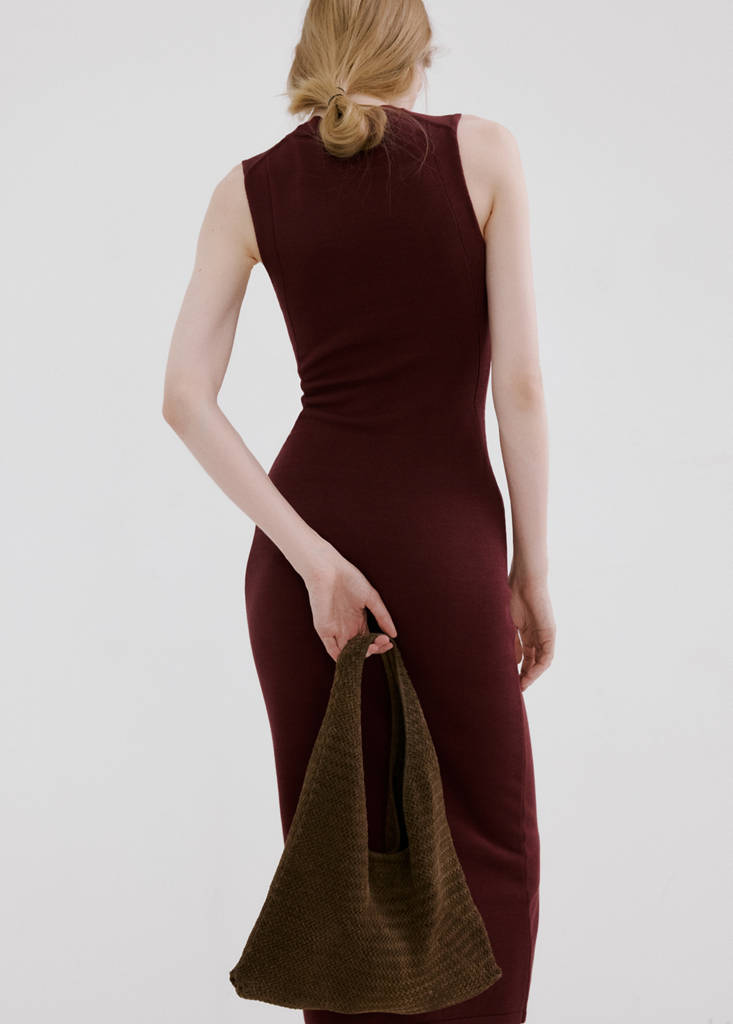 Knit midi dress — Wine